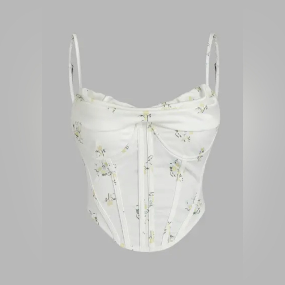 white & yellow floral corset size S